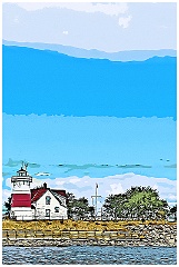 Blue Sky Between Clouds at Stratford Point Light - Digital Paint